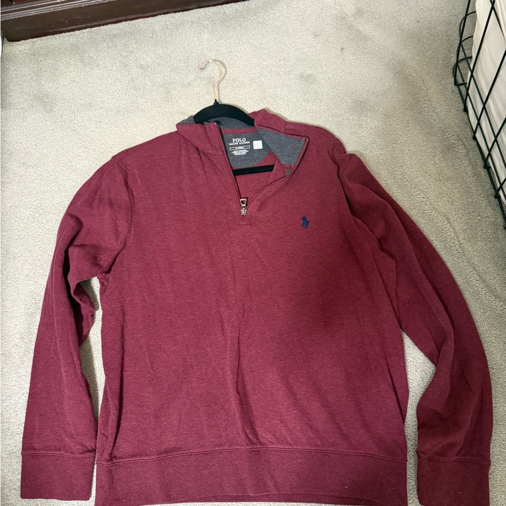 Polo by Ralph Lauren Men's Maroon Zip-Up Sweater